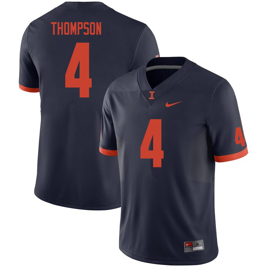 Men #4 Khmari Thompson Illinois Fighting Illini College Football Jerseys Sale-Navy